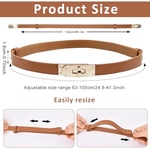 PALAY® Waist Belt for Women Dresses, Fashion Ladies Belts for Women, PU Leather Slim Women Belts for Dress, Alloy Turn Lock Buckle Belt for Blazer, Suit, Dress, Gown (Brown, Fit Waist 65-105cm) 3 PCS PALAY® Waist Belt for Women Dresses, Fashion Ladies Belts for Women, PU Leather Slim Women Belts for Dress, Alloy Turn Lock Buckle Belt for Blazer, Suit, Dress, Gown (Brown, Fit Waist 65-105cm) 3 PCS